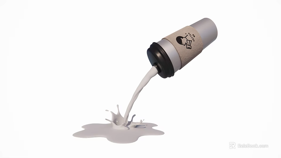 Art Installation Featuring Tilted Container Pouring White Liquid And Splashing Base 3d model 