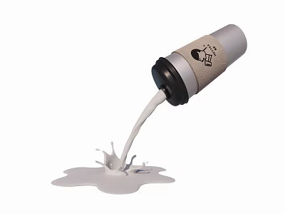 Art Installation Featuring Tilted Container Pouring White Liquid And Splashing Base 3d model