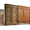 Vintage Solid Wood Console And Side Cabinets With Intricate Carvings And Storage Drawers