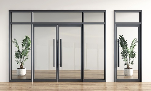 Glass Door Glass Double Door Shop Glass Door Commercial Glass Door Entrance Door Office Door 3d model