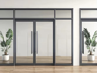 Glass Door Glass Double Door Shop Glass Door Commercial Glass Door Entrance Door Office Door 3d model