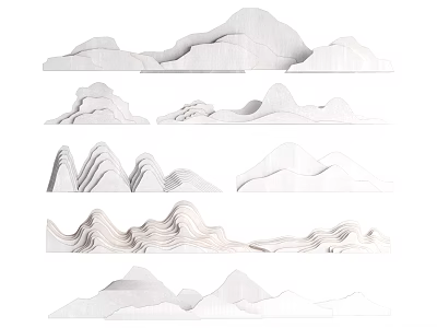 White Mountain Shaped Decorative Models With Various Undulating Designs And Shapes 3d model