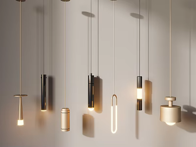 Modern Stylish Pendant Lights With Various Designs And Warm Glow For Interior Decoration 3d model