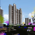 Modern High Rise Residential Buildings With Lush Gardens And Clear Sky