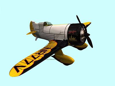 Vintage Propeller Driven Fighter Aircraft With Yellow And Black Color Scheme 3d model