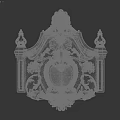 Ornate White Relief Decorative Element With Floral Scroll And Circular Design