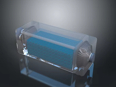 Transparent Plastic Container With Blue Sponge Filter For Daily Household Use 3d model