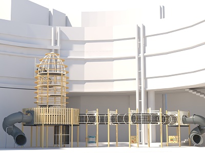 Observation Deck Sightseeing Tower Wooden House Customized Paradise Development Paradise Amusement Park Children's Amusement Park Playground Combination Function Slide Amusement Scoot 3d model