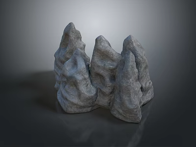 Wooden Stone Decorative Rock Ornaments Three Pieces With Natural Rough Textured Surfaces 3d model