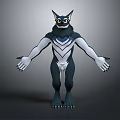 Anthropomorphic Creature Character With Black White Fur Pointed Ears Large Eyes Clawed Hands Outstretched Arms