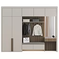 Modern Entryway Cabinet Sideboard With Hanging Hooks Mirror Bench And Storage 3d model