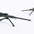 Heavy Machine Guns With Tripod Mounts And Long Barrels On