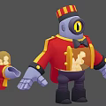 Game and Movie Character Wearing Red Coat Black Bow Tie With Popcorn Chest And Large Eye