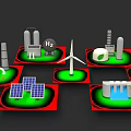 Technology Exhibition Hall Showcasing Clean Energy Technologies Including Hydrogen Wind Solar And Hydro Power