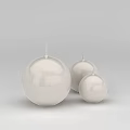 Tech Exhibition Hall Featuring White Spherical Displays With Smooth Surface And Spike Structures 3d model