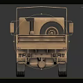 Khaki Military Truck With Open Cargo Bed Railing And Detailed 3D Model Design