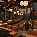 Modern Upscale Restaurant Interior With Warm Ambient Lighting Complete Bar And Comfortable Dining Seats