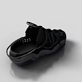 Black Mesh Athletic Shoes With Strappy Laces And Wave Sole Design