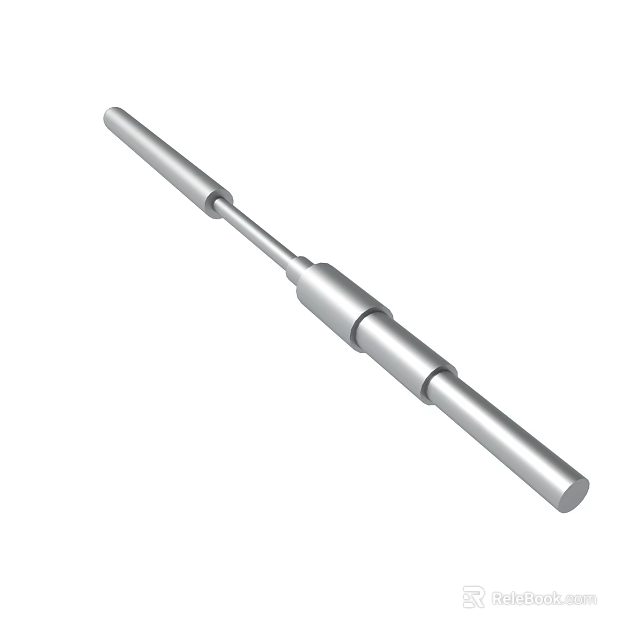 Silver Cylindrical Metal Rod With Precision Crafted Middle Section For Tools 3d model 