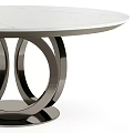 Modern Round Coffee Table With Marble Top And Geometric Metal Ring Base Design