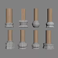 Modern Column Head Column Foundation Stone Drum Column Foundation Stone 3d model