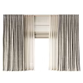 Elegant Light Gray Linen Curtains With Sheer Voile And Window Drapery Design
