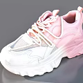 Fashionable Pink White Gradient Casual Sneakers With Thick Sole Mesh Upper And White Laces
