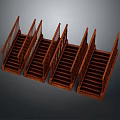 Multiple Wooden Staircase Models Arranged Side By Side For Design 3d model
