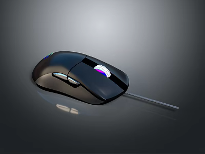 Black Wired Computer Mouse With RGB Lighting And Ergonomic Design For Gaming Use 3d model