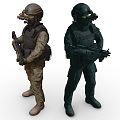 Game Role Game Character SWAT Special Police with Skin Skins and Bones Police Armed Police Soldiers Special Forces 3d model