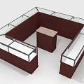 Wooden Glass Showcase Shelves with Polygon Structure and Central Display Counter for Retail Products