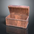 Wooden Storage Chest With Open Lid Brown Wood Texture And Metal Trim For Home Organization