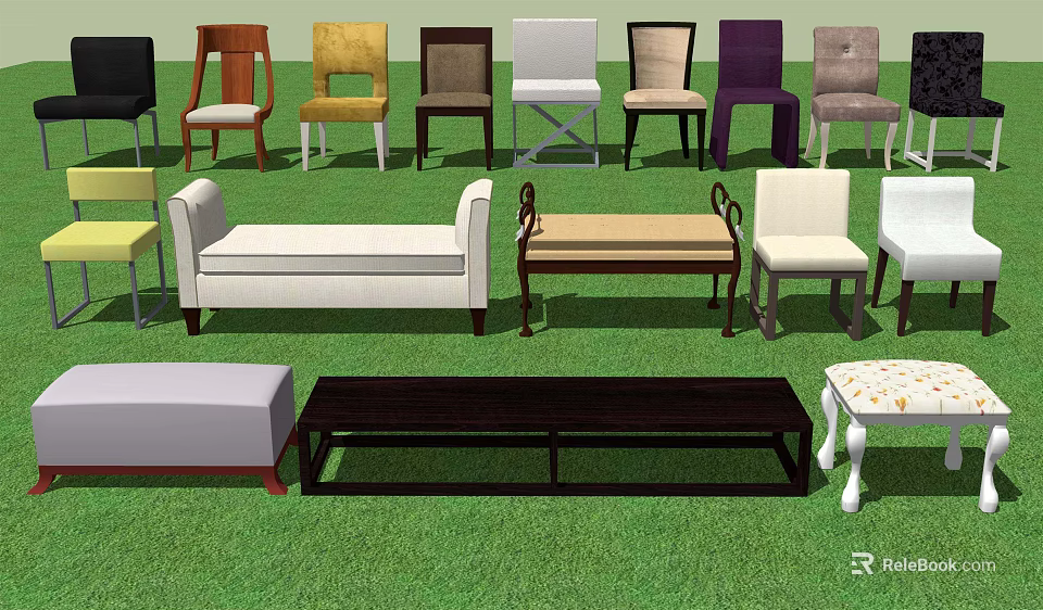 Various Styles Leisure Chairs With Multiple Colors For Home And Office Use 3d model 