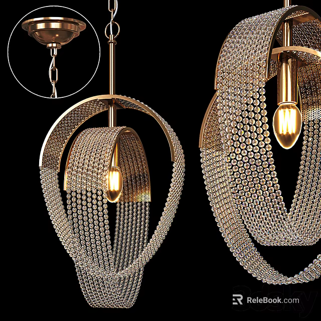 Luxury Modern Chandelier With Gold Metal Chain And Beaded Design For Interior Decorative Lighting 3d model 