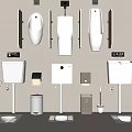 Modern squat toilet flush tank suction bucket urinal partition 3d model