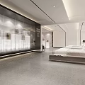 Modern Bedroom Furniture Showroom Displaying Elegant Beds Nightstands And Lighting