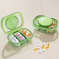 Green Pill Organizer With Compartments For Daily Medication Pills And Capsules