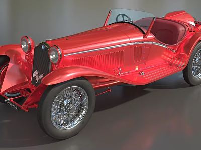Vintage Red Convertible Car With Classic Design And Open Top 3d model