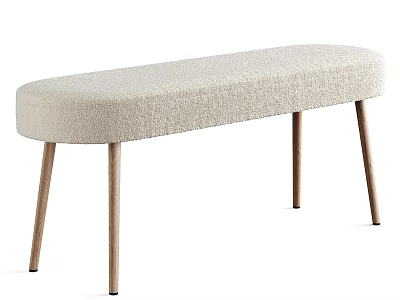 Light Beige Upholstered Sofa Bench With Modern Design And Wooden Legs For Stylish Seating 3d model