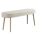 Light Beige Upholstered Sofa Bench With Modern Design And Wooden Legs For Stylish Seating