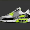 White Gray Black Neon Yellow Athletic Sneakers With Air Cushion Design For Casual Sports Wear