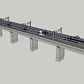 High Speed Train Moving On Tracks With Modern Design Under Blue Sky 3d model