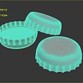 Set Of Green And Silver Bottle Caps For Daily Use With Serrated And Flat Top