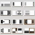 Various Modern Air Conditioner Unit Designs With Control Panels And Vents 3d model