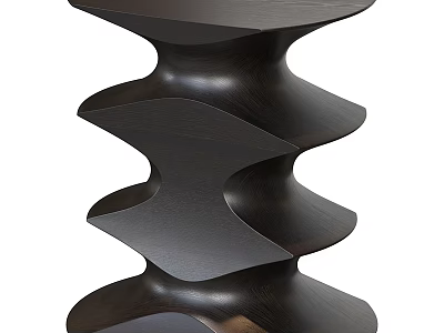 Elegant Modern Black Wooden Side Table With Wave Shaped Design 3d model