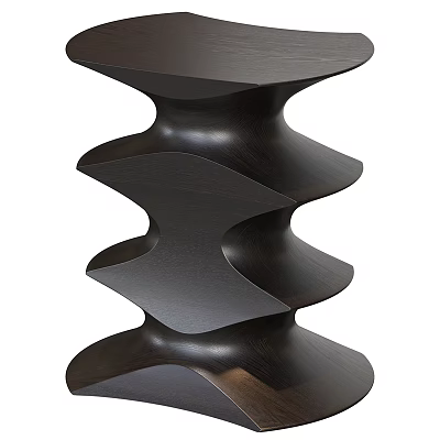 Elegant Modern Black Wooden Side Table With Wave Shaped Design 3d model