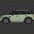 Light Green Modern SUV With Black Roof Rack Stripes And Alloy Wheels