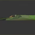 3D Terrain Model with Green Grass Dirt Areas Path and Vehicle
