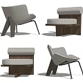 Modern Single Sofa Design With Beige Cushion Wooden Structure And Metal Support Legs