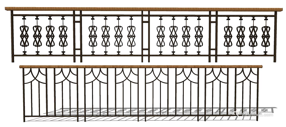 Decorative Iron Fence With Ornate Patterns For Balcony And Staircase Design 3d model 